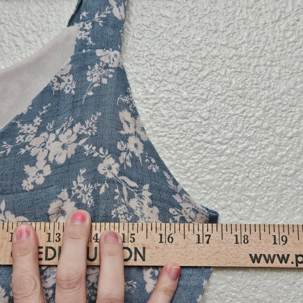 Mine Tiered Floral Midi Dress Womens Medium Blue Sleeveless Cottagecore Boho - Picture 7 of 10